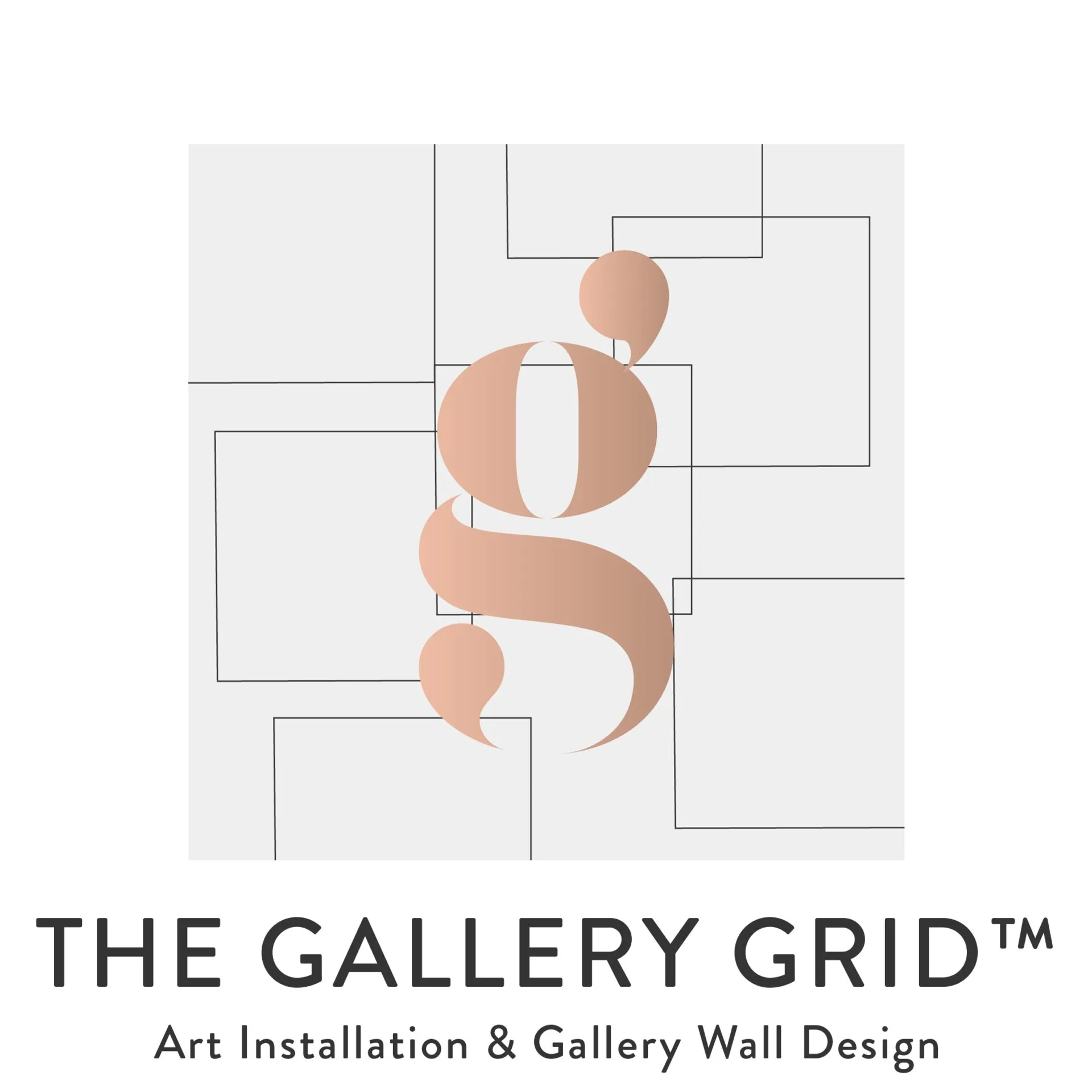 Abstract geometric figure composed of peach-toned shapes overlaid on a grid layout with rectangular lines