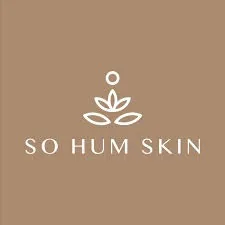 So Hum Skin logo with leaf design on tan background